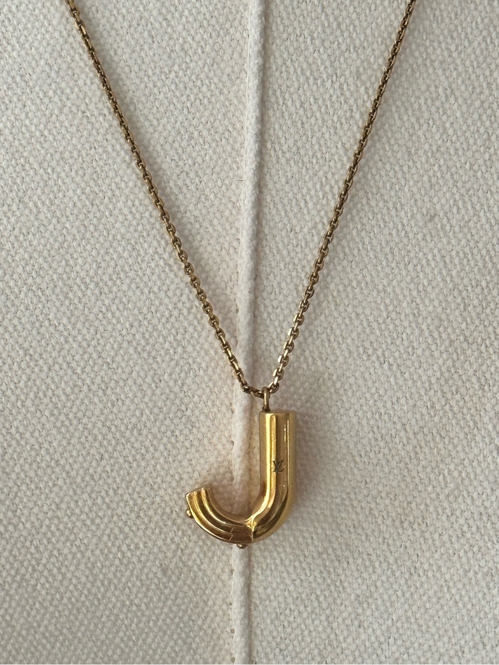 Louis Vuitton Gold 'J' Initial Pendant Necklace